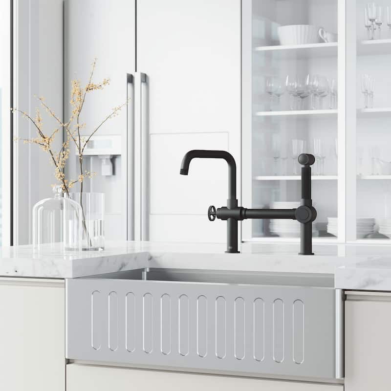 VIGO Cass 13" H Widespread Pull-Out Sprayer Kitchen Faucet