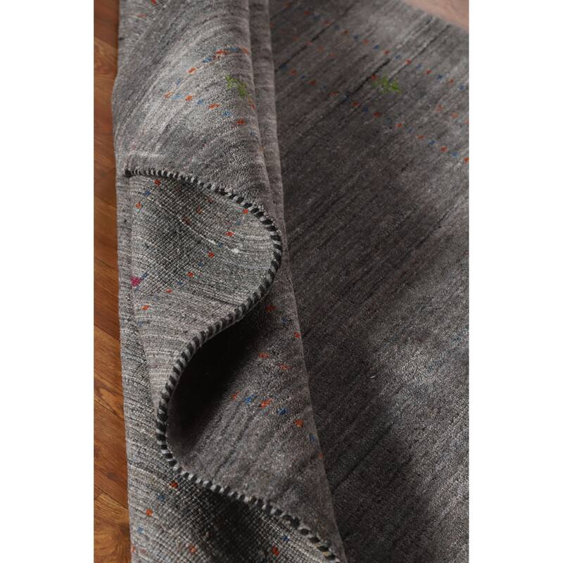 Hand Knotted Oriental 100% Wool Carpet Tribal Tribal Greys & Charcoal Gabbeh Area Rug - 5' 9'' X 4' 1''