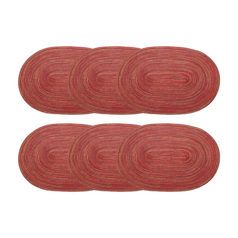 6pcs Oval Braided Placemats 19.7" Non-Slip Washable Oval Table Mats