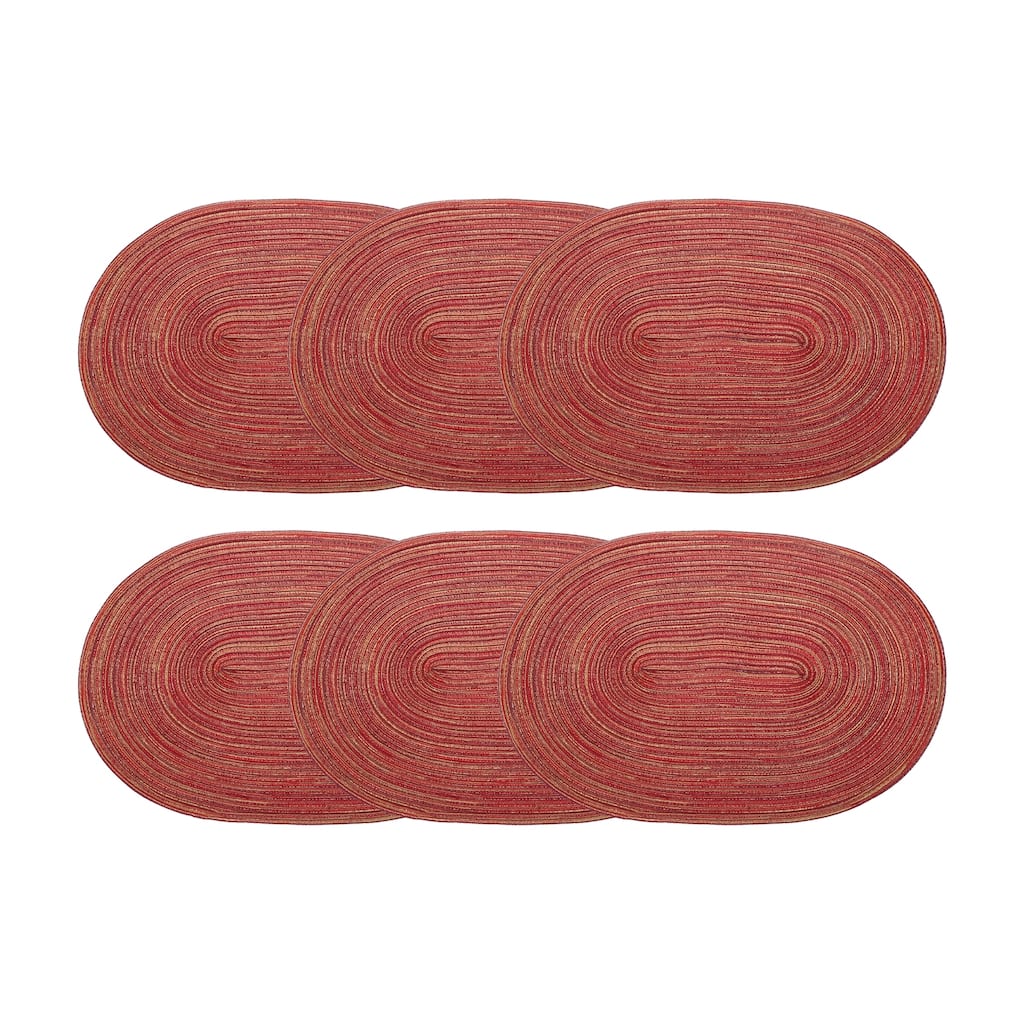 6pcs Oval Braided Placemats 19.7" Non-Slip Washable Oval Table Mats