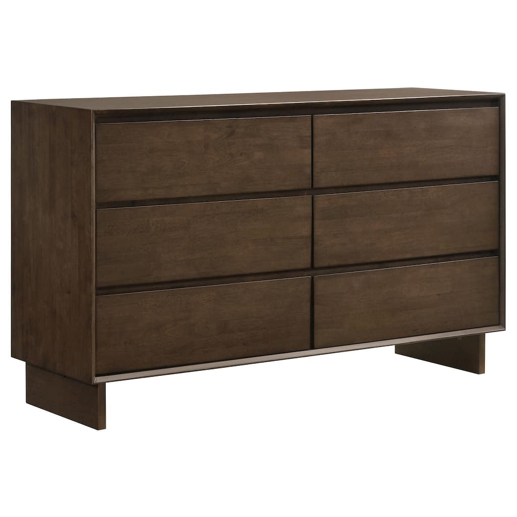 6-Drawer Warm Brown Dresser Cabinet with Smooth Glide Drawers, Sturdy Build, and Modern Storage Solution
