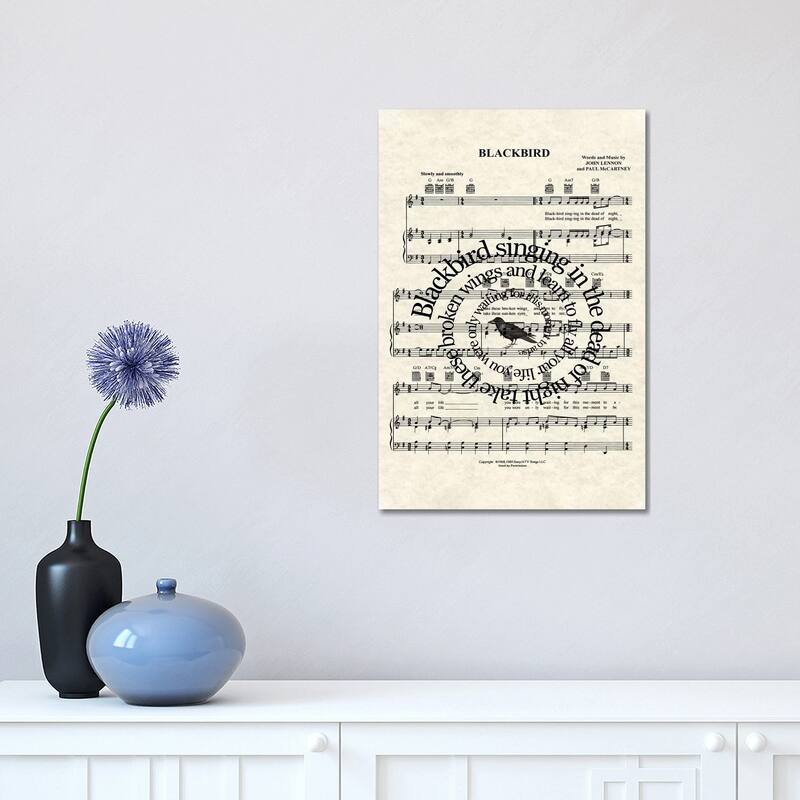 iCanvas "Blackbird - Version Two" by WordsAndMusicArt Canvas Print - 18x12x1.5