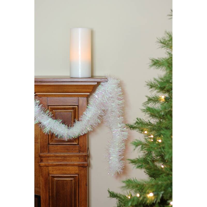 Iridescent Tinsel Commercial Christmas Garland 50' x 4" White Unlit