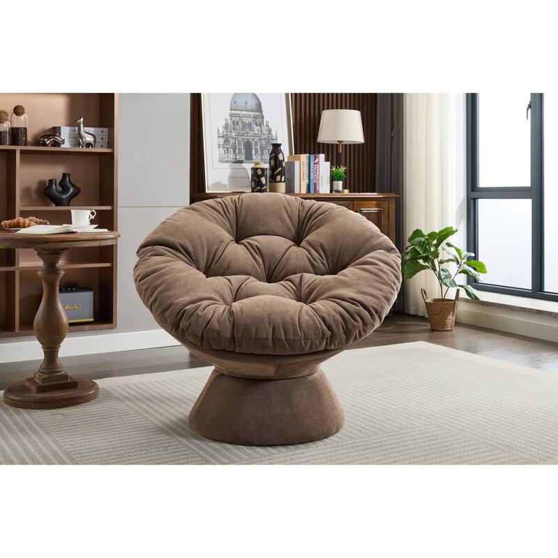 Oversized Swivel Accent Chair, 360-Degree Swivel Barrel Chair, Papasan Chair for Living Room and Bedroom Comfort
