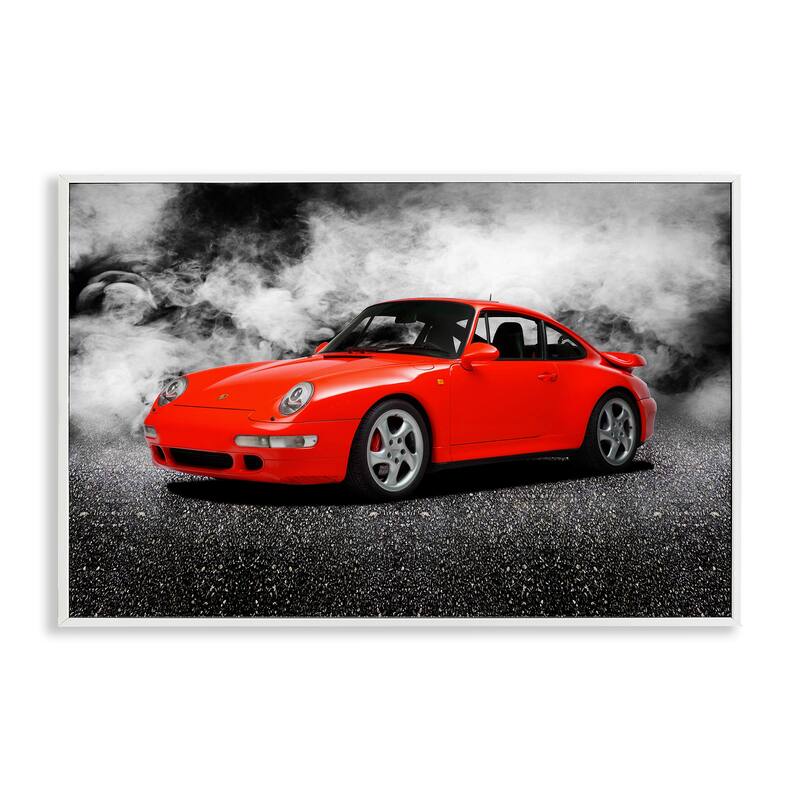 Stupell Bold Red Sports Car Framed Giclee Art Design By Mark Rogan - 18 x 12 - White