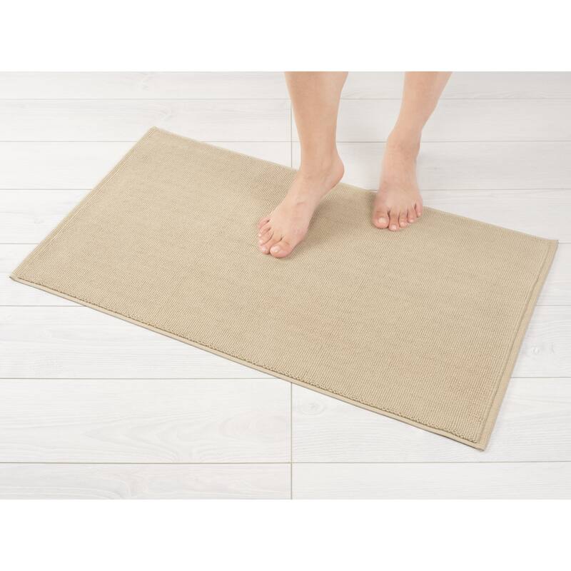 American Soft Linen 100% Cotton Bath Mat Rugs, 17x24 inches Slip Resistant Bottom Base Bath Mats for Bathroom - Sand Taupe