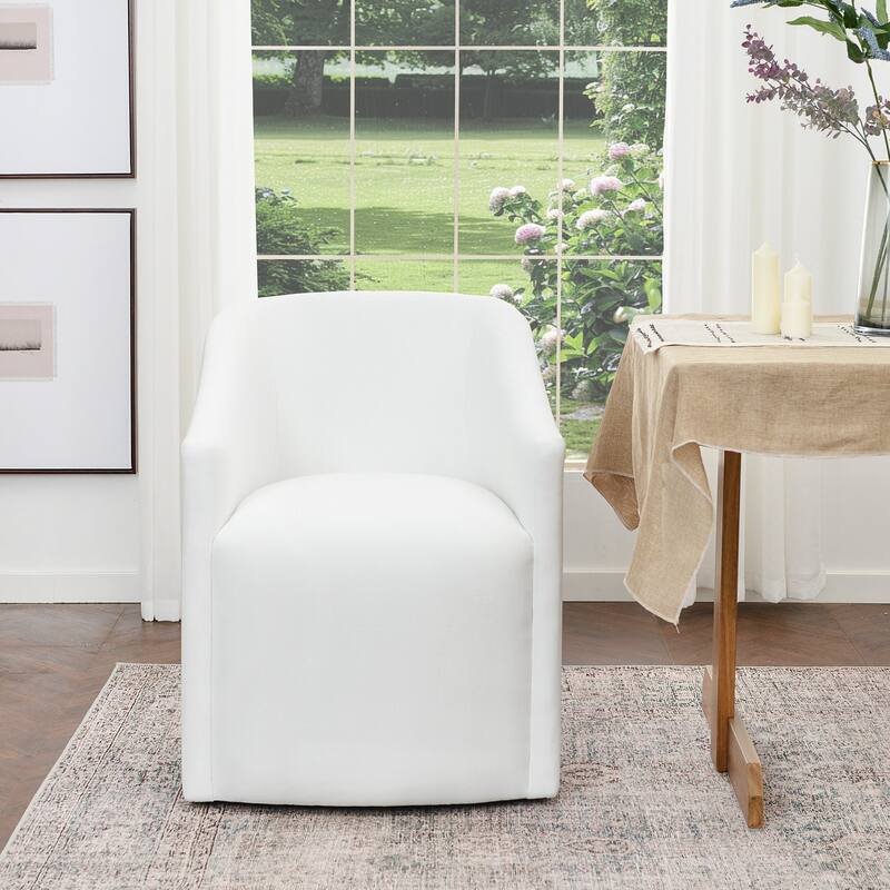 KINWELL 25" Performance Fabric Upholstered Rolling Dining Armchair