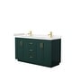preview thumbnail 65 of 114, Miranda Double Vanity Set, Cultured Marble Top, No Mirror 60-Inch Double - Green, Gold Trim, Carrara Cultured Marble Top
