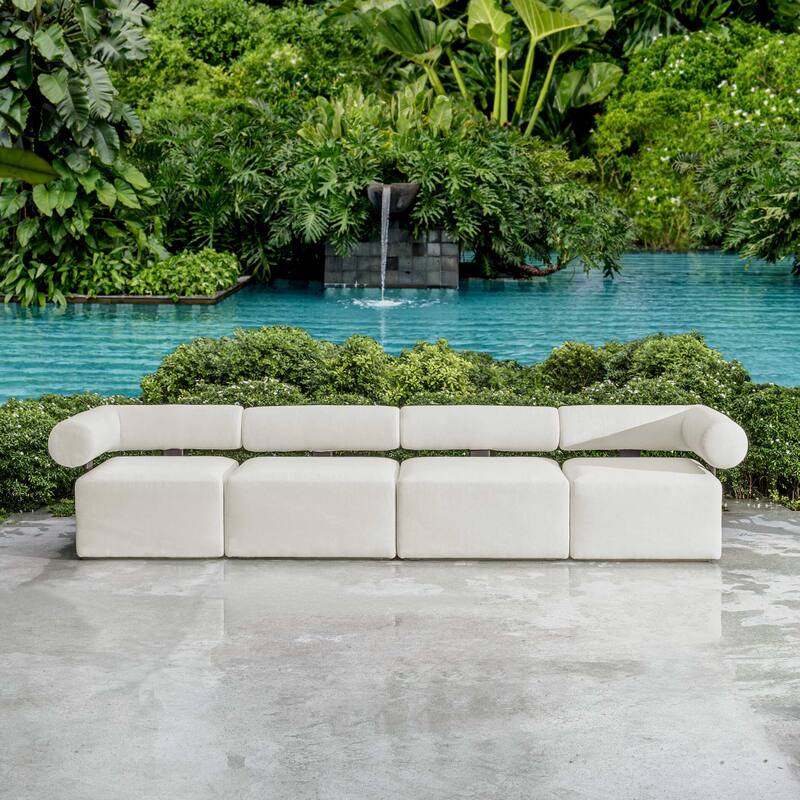 Uttermost Bolster Back White Outdoor Corner Sofa