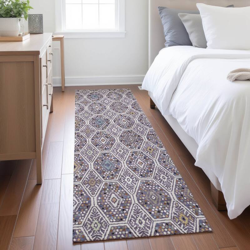 Machine Washable Indoor/ Outdoor Modern Hexi Chantille Rug