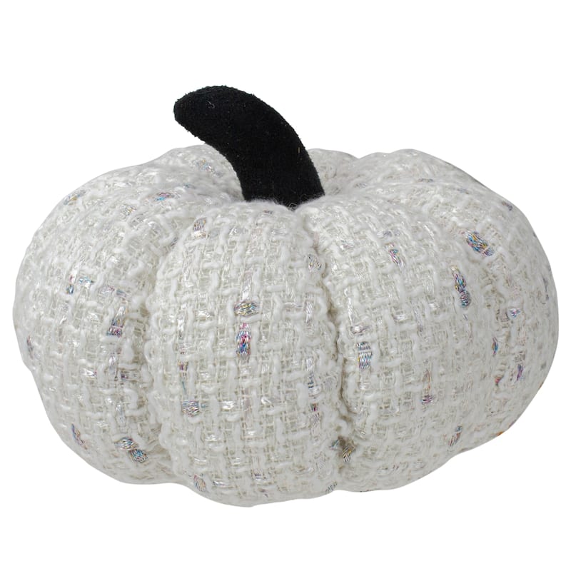 Knitted Fall Harvest Pumpkin - 7" - Ivory