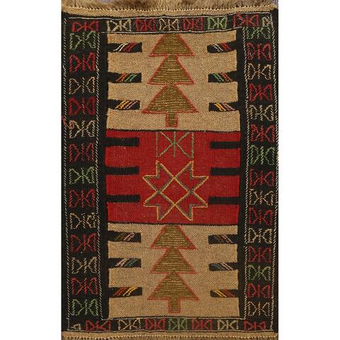 Tribal Kilim Shiraz Persian Area Rug Wool Flat-weave Geometric Carpet - 1'10" x 2'9"
