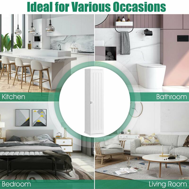 Gymax Toilet Tissue Storage Tower Bathroom Storage Floor Cabinet w/ 4 - See Details