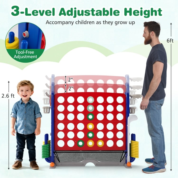 PE PP PVC 4-in-1 Jumbo Game Set with Adjustable Height and Cup Holders - 40.5" x 15.5" x 32.5"-38.5"
