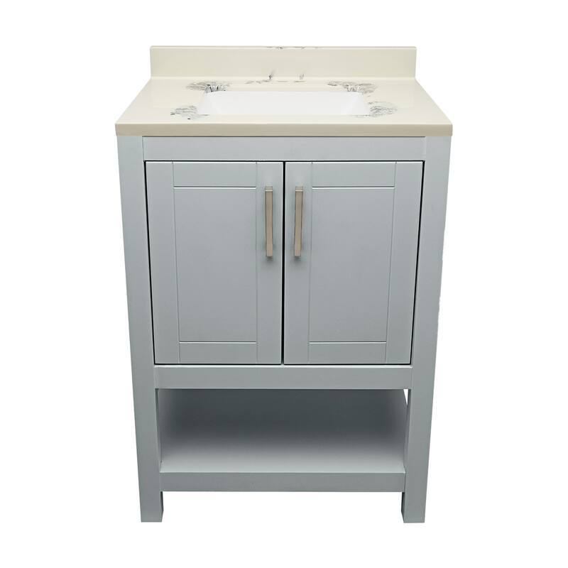 Taos 25" Bathroom Vanity with Cultured Marble Vanity Top Sink in White with White Basin