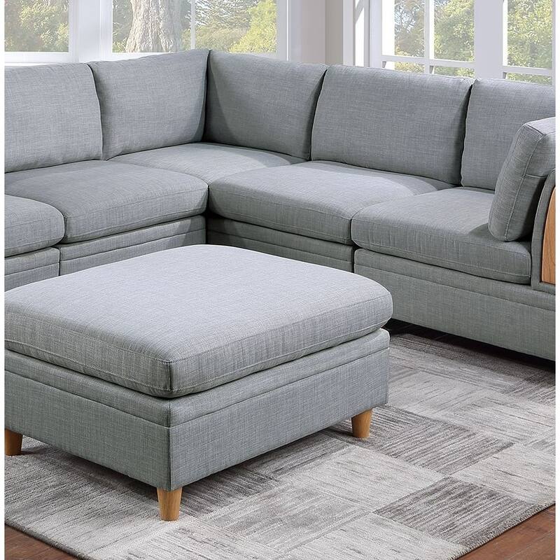 Living Room Furniture Ottoman Dorris Fabric 1pc Cushion ottomans Wooden Legs