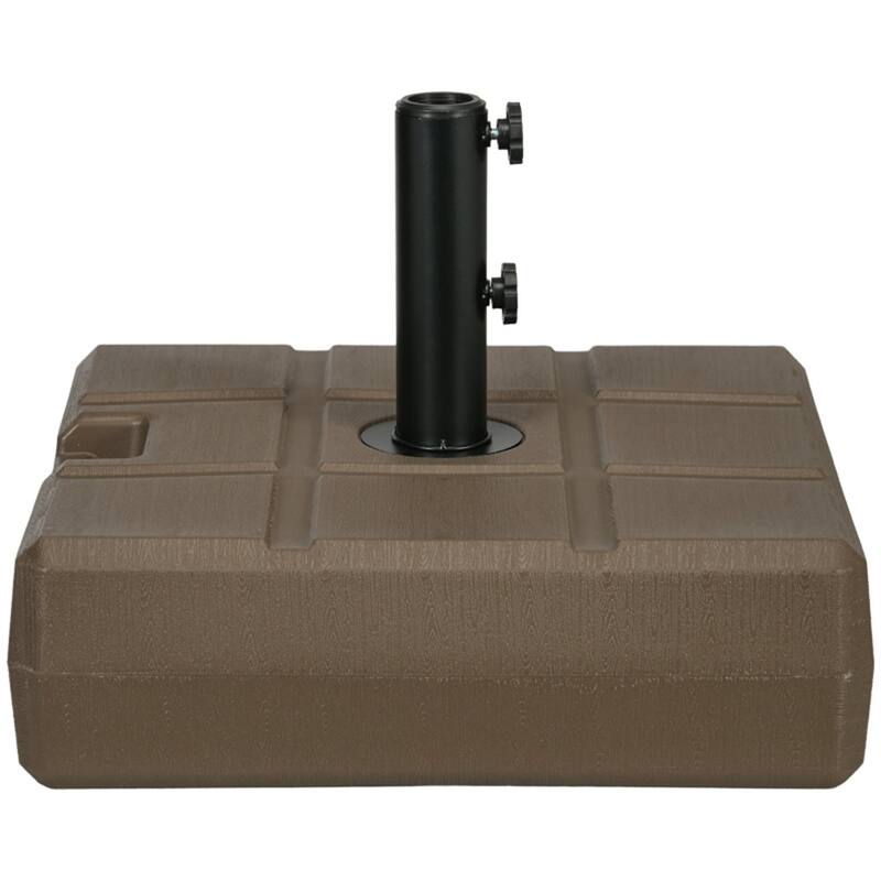 Outsunny Heavy-Duty HDPE & Steel Umbrella Base, Brown, Fits Poles 1.25"–2", Up to 11.5' Height, Sand/Water Fillable - Brown