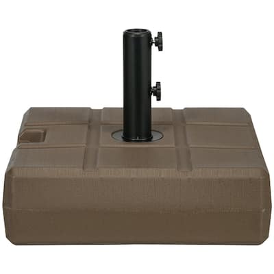Outsunny Heavy-Duty HDPE & Steel Umbrella Base, Brown, Fits Poles 1.25"–2", Up to 11.5' Height, Sand/Water Fillable