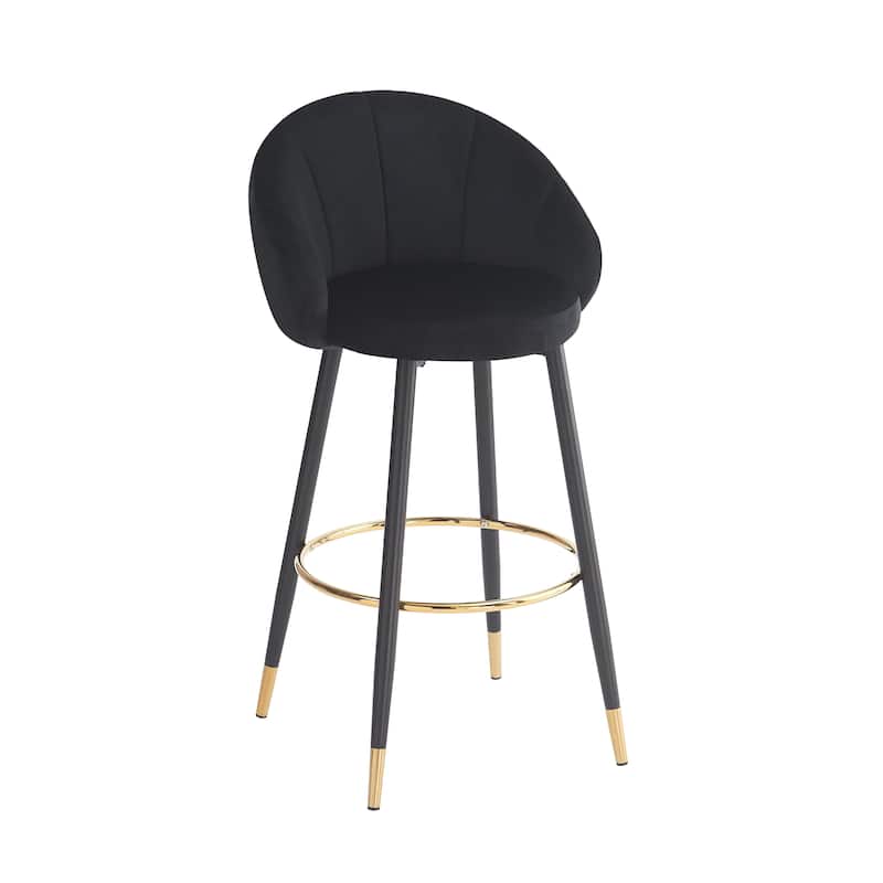 Christopher Knight Home - Riven Luxe 40.5" High Back Velvet Bar Stool Set with Gold Metal Accents