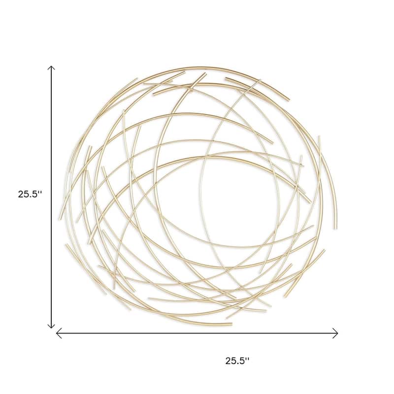HomeRoots 26" X 26" Gold Abstract Metal Circle Hanging Dimensional Sculpture