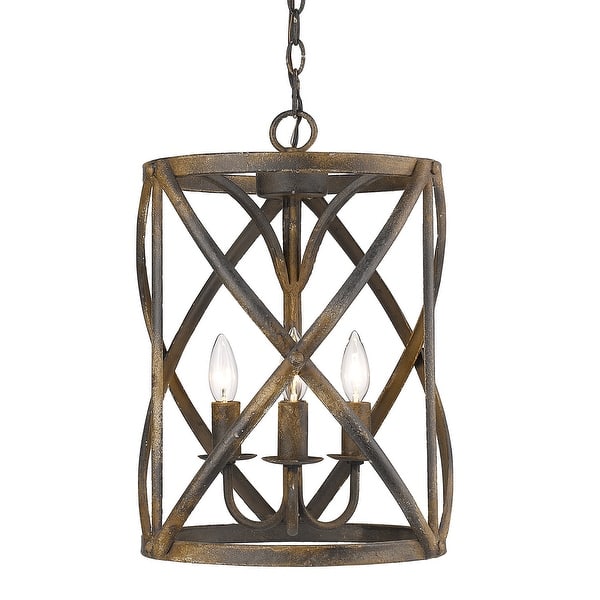 slide 2 of 11, Golden Lighting Alcott 3 Light 13" Wide Taper Candle Pendant Antique Black Iron