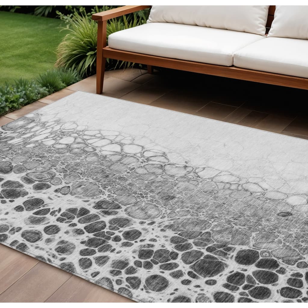 HomeRoots Abstract Transitional Rectangle Outdoor Rug
