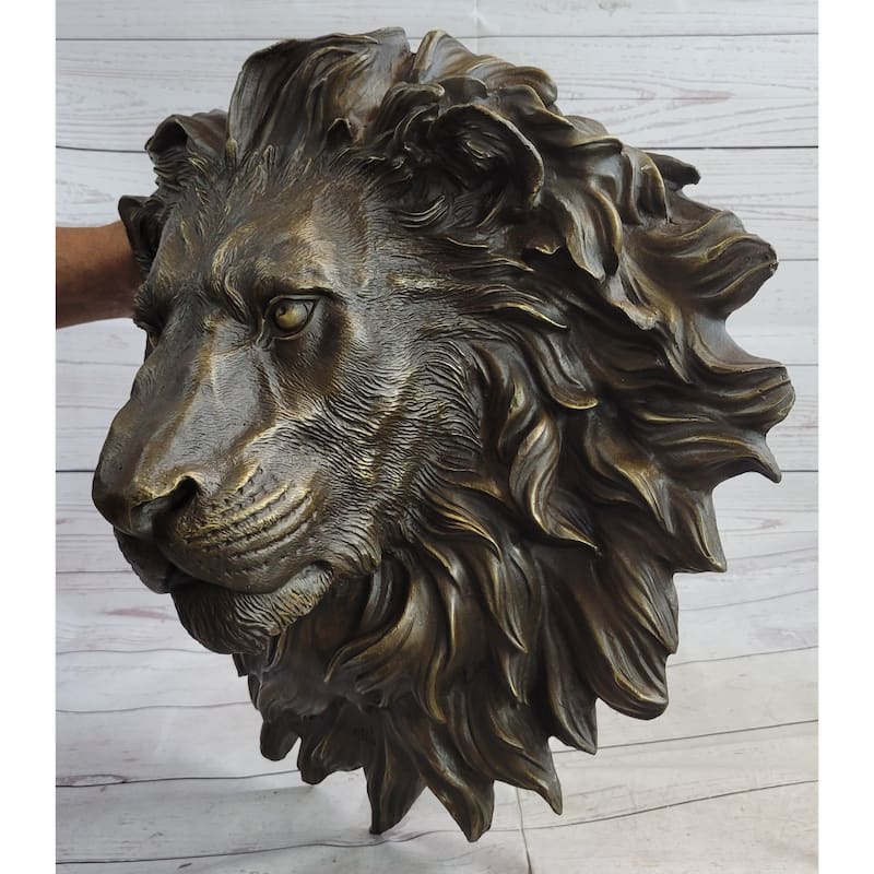 Wall Mounted Hanging Lion Head Bust Sculpture Decor Signed Original Milo 18 Inches X 18 Inches