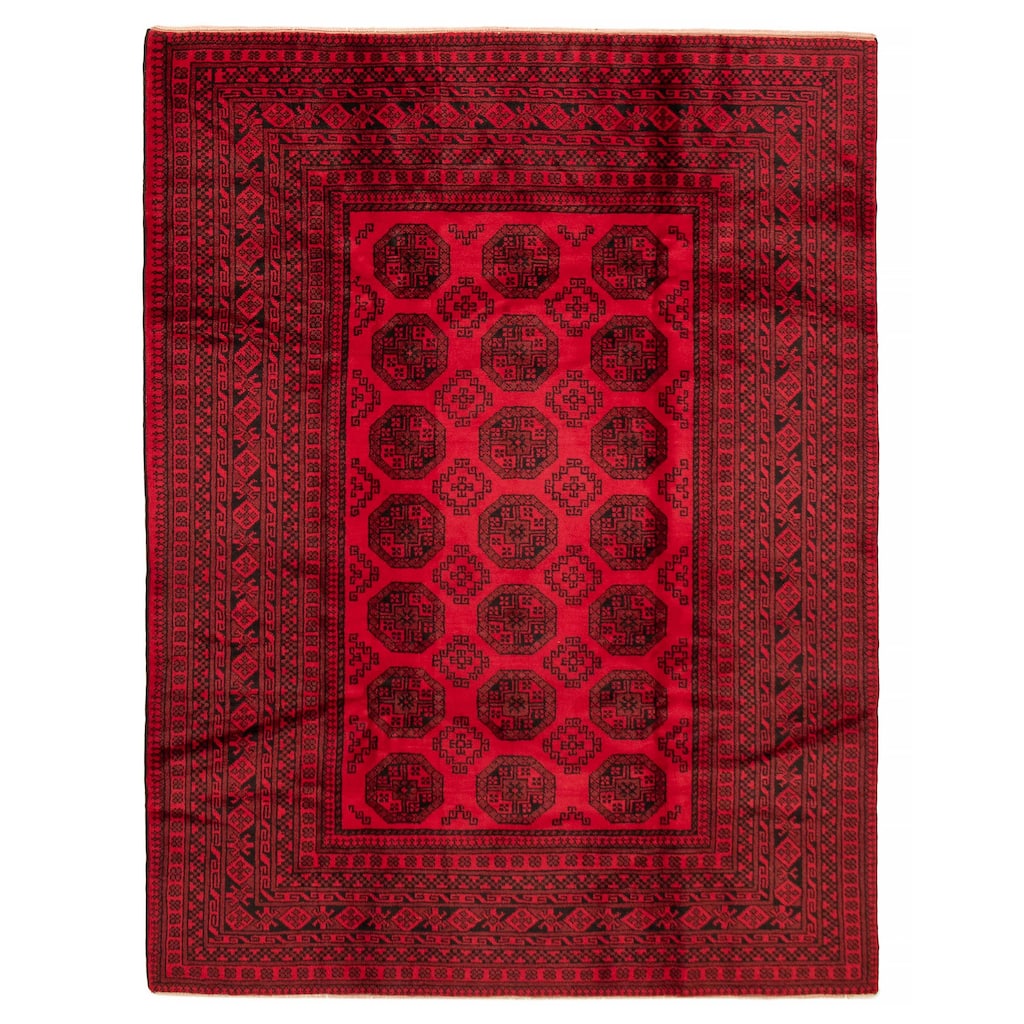 ECARPETGALLERY Hand-knotted Akhjah Red Wool Rug - 6'8 x 8'8