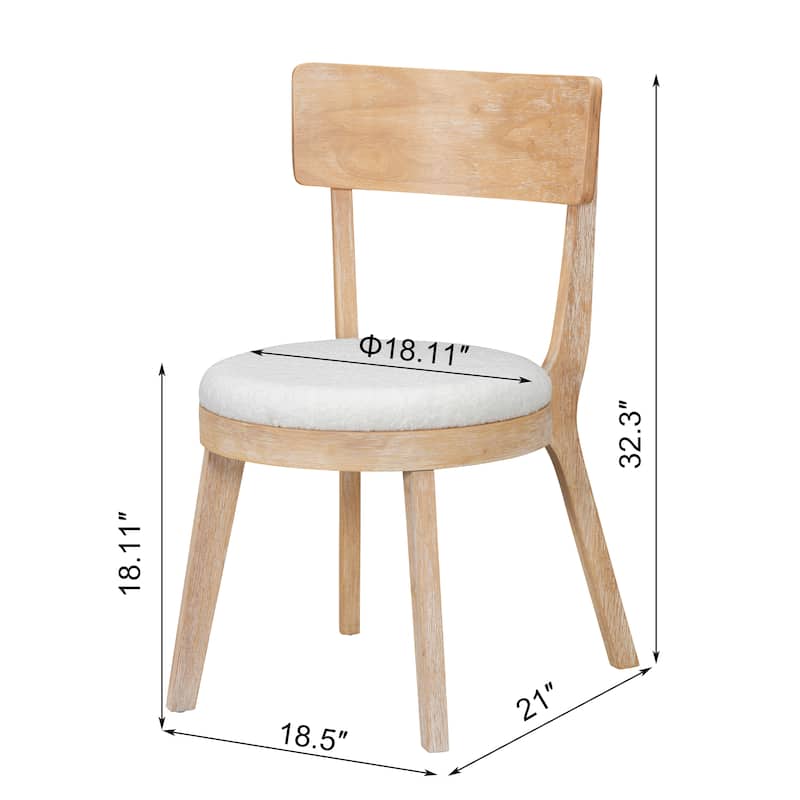 Set Of 2 Modern Upholstered Dining Chairs, Rubberwood,Natural+Beige