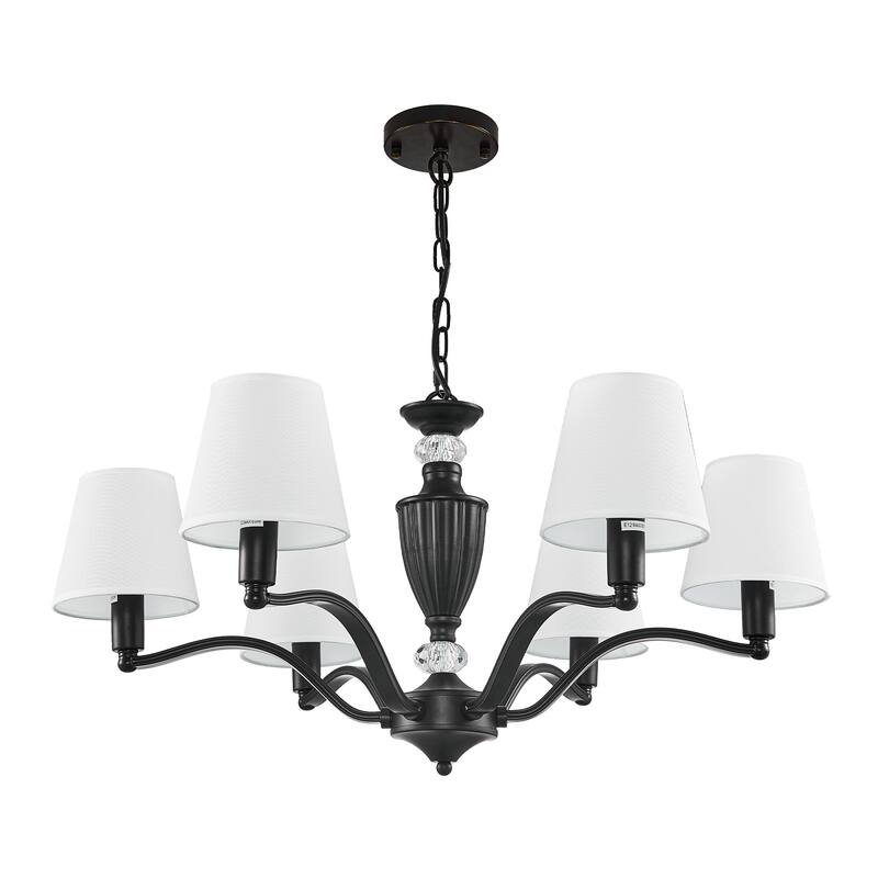 5-Light Modern Chandeliers, Pendant Lights Fixture with Linen Beige Fabric Shade for Living Room Dining Room Hallway Entryway