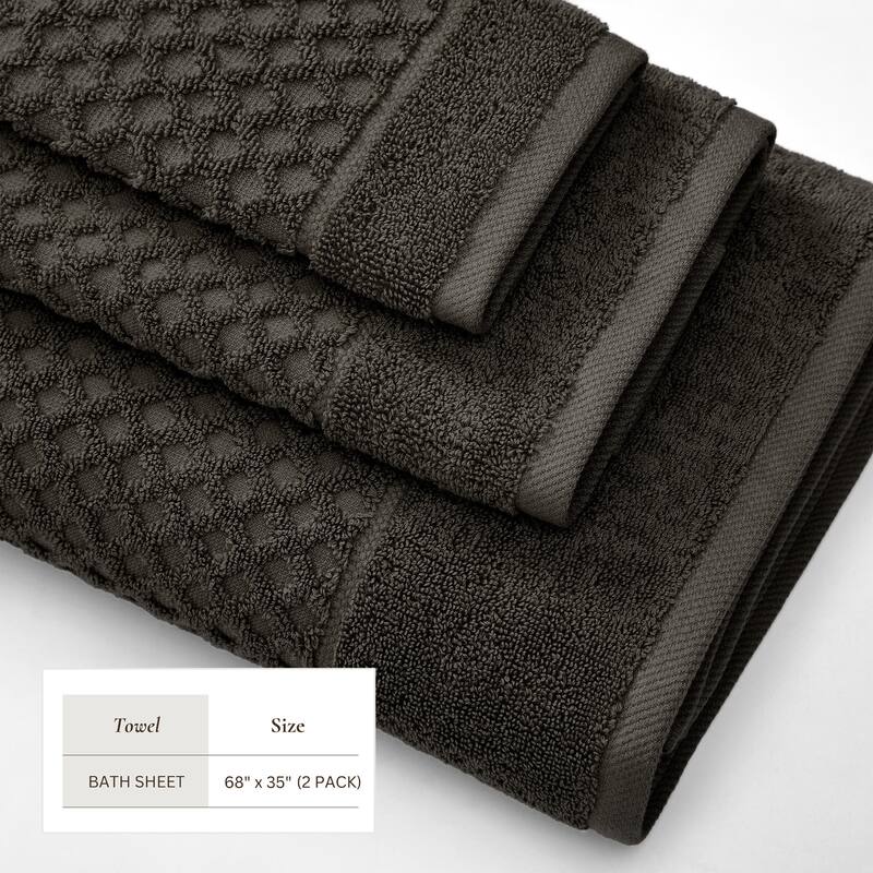 Linery & Co. Cotton Diamond Waffle Texture Bath Towels
