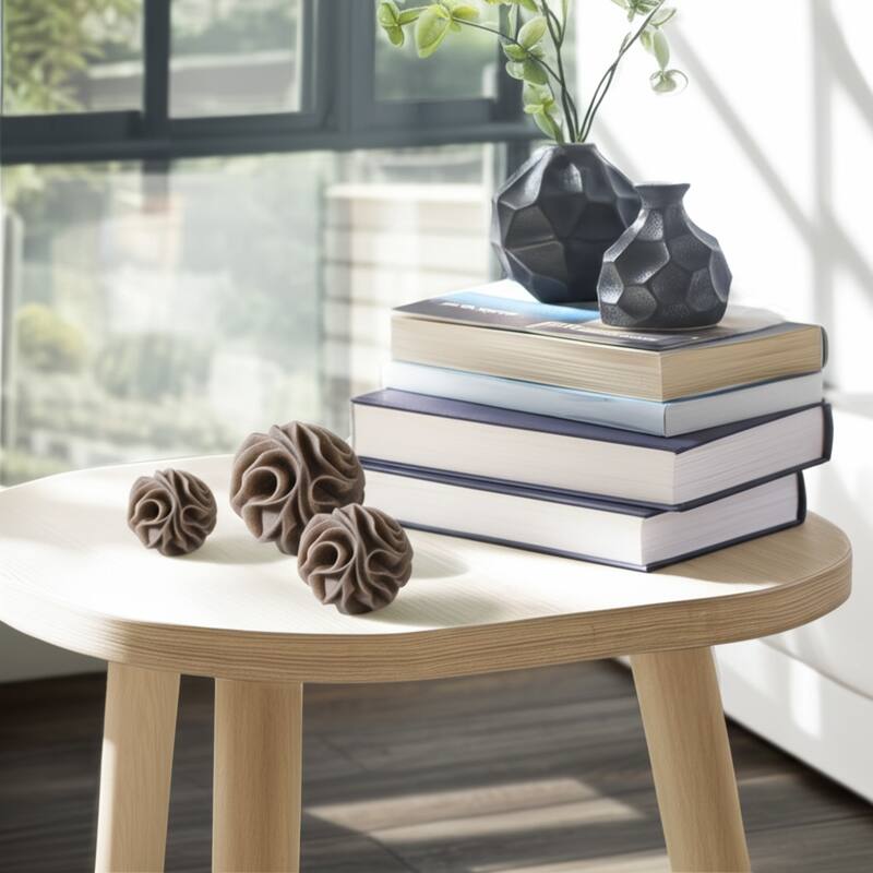 Modern Polyresin Decorative Orbs with Sculpted Detailing (Set of 3) - 6" x 6" x 6"