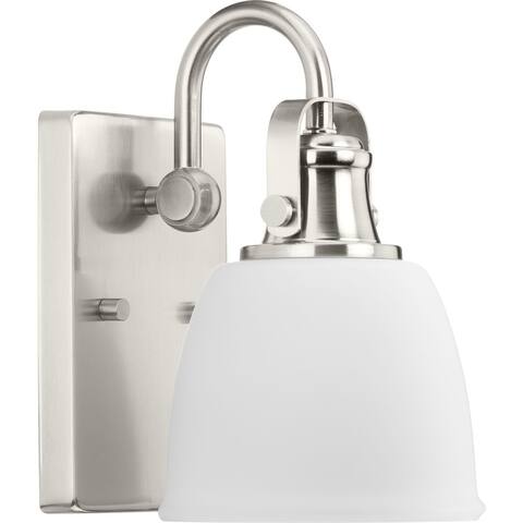 Preston Collection One-Light Brushed Nickel Coastal Bath and Vanity Light - 5.75 in x 7.5 in x 9 in