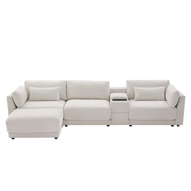 Modern L-Shaped Modular Sectional Sofa with Storage Console and USB Charging by Harper & Bright Designs