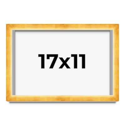 17x11 Shadow Box Frame Gold | 1.625 Inches Deep Real Wood Traditional