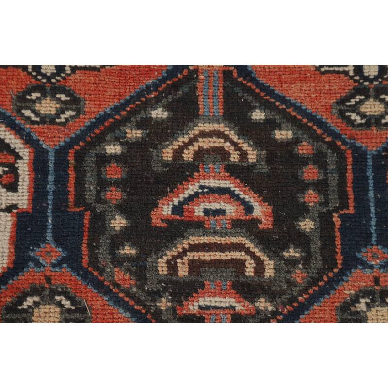 Tribal Orange Hamedan Persian Vintage Runner Rug Handmade Wool Carpet - 3'3" x 9'4"