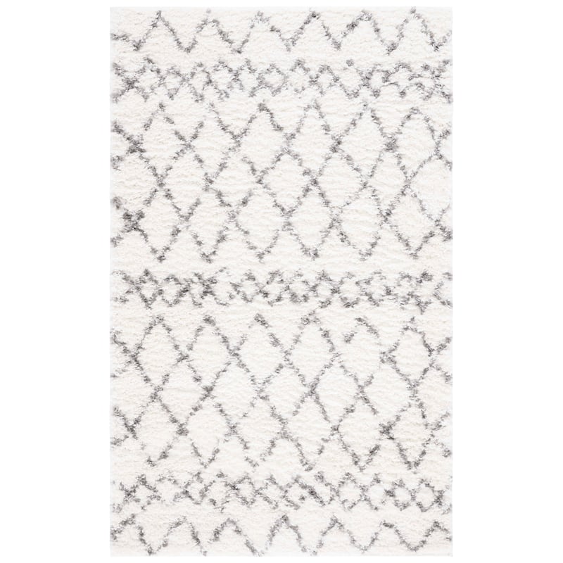 SAFAVIEH Berber Shag Ilmie Light Grey/Cream Rug