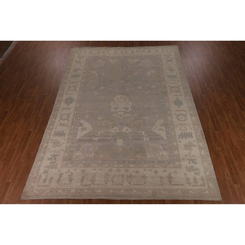 Oushak Oriental Large Area Rug Hand-Knotted Vegetable Dye Wool Carpet - 10'2"x 13'10"