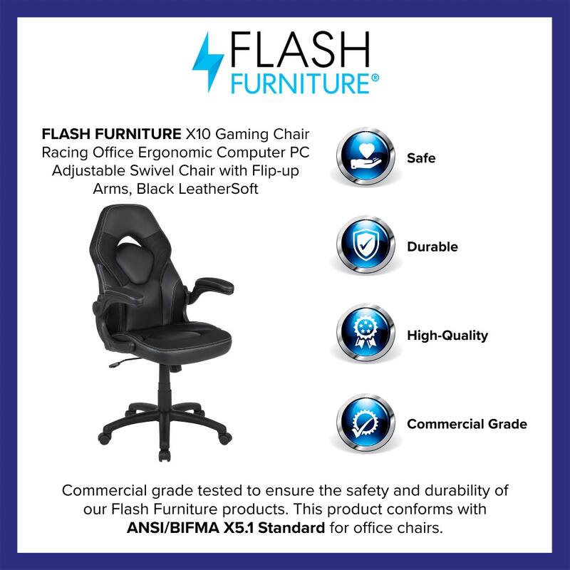 High Back Racing Style Ergonomic Gaming Chair with Flip-Up Arms