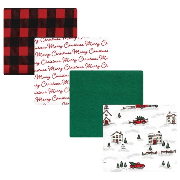 slide 1 of 1, Hudson Baby Unisex Baby Cotton Flannel Receiving Blankets, Christmas Scene, One Size - Christmas Scene - One Size One Size - Christmas Scene