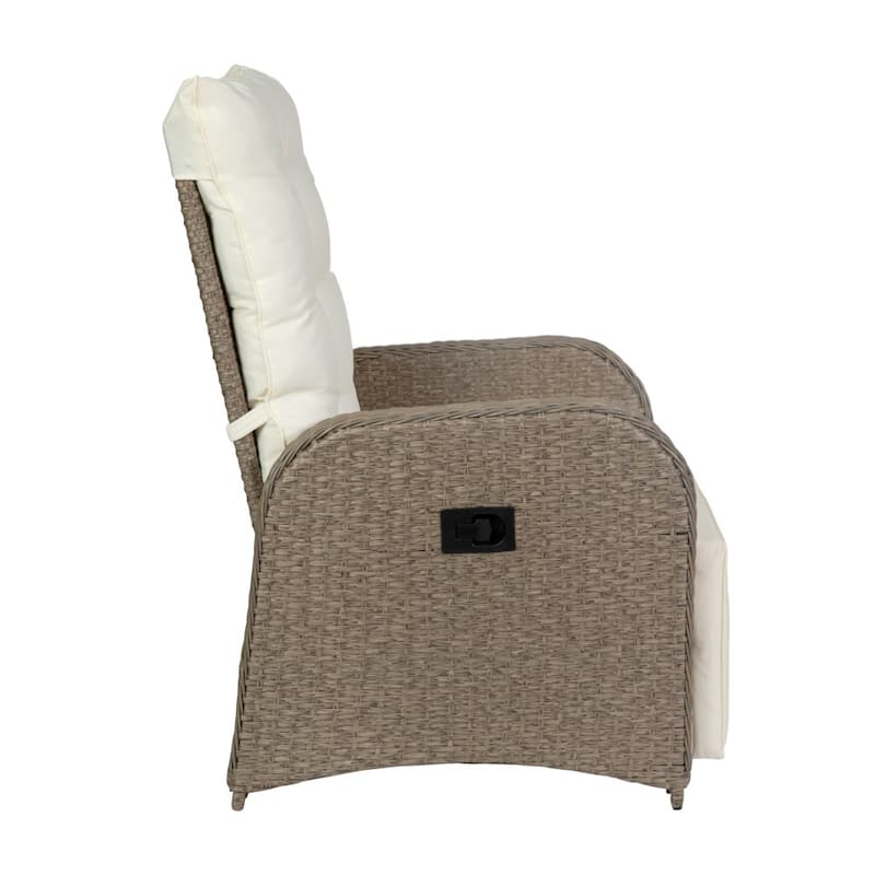 Indoor/Outdoor Wicker Rattan Recliner with Flip-Up Side Table