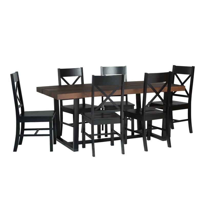 Middlebrook Solid Wood 7-Piece Dining Set with X-Back Chairs