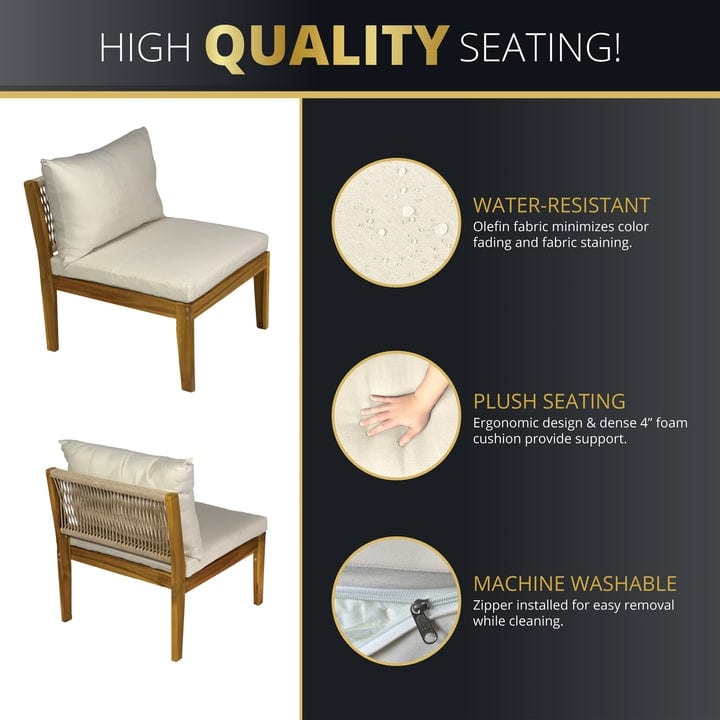 Kinger Home Trena 5-Piece Acacia Wood Patio Furniture Set - 9' x 12'