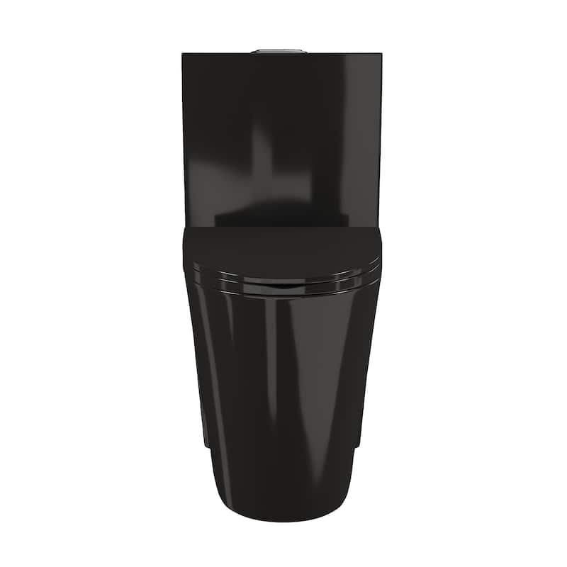 St. Tropez One Piece Elongated Toilet Vortex Flush In Glossy Black 1.1/1.6 Gpf - 26.5" x 16.0" x 31.0"