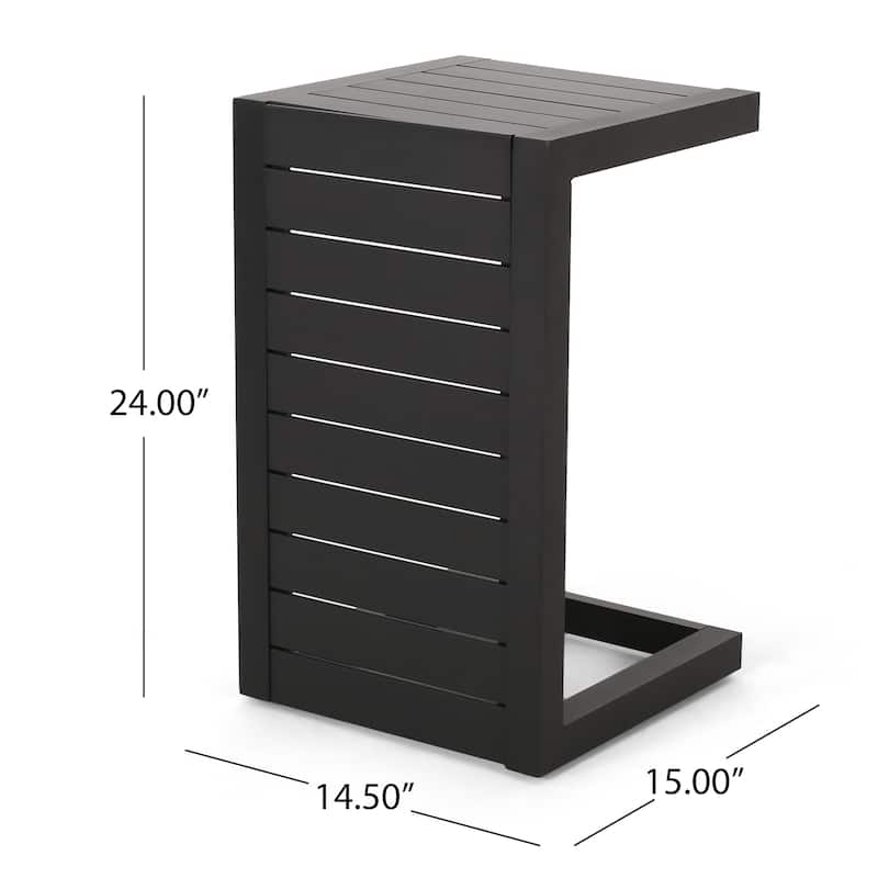 Cape Coral Outdoor C-Shape Aluminum Side Table by Christopher Knight Home