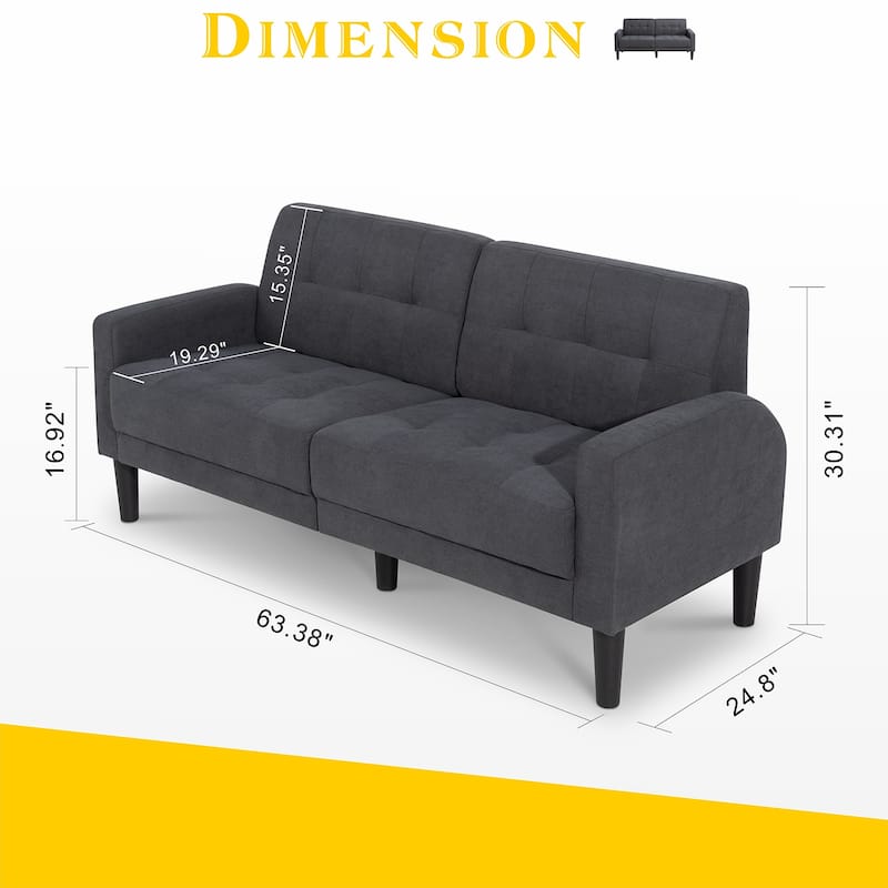 Futzca 63-inch Small Modern Tufted Upholstered Loveseat