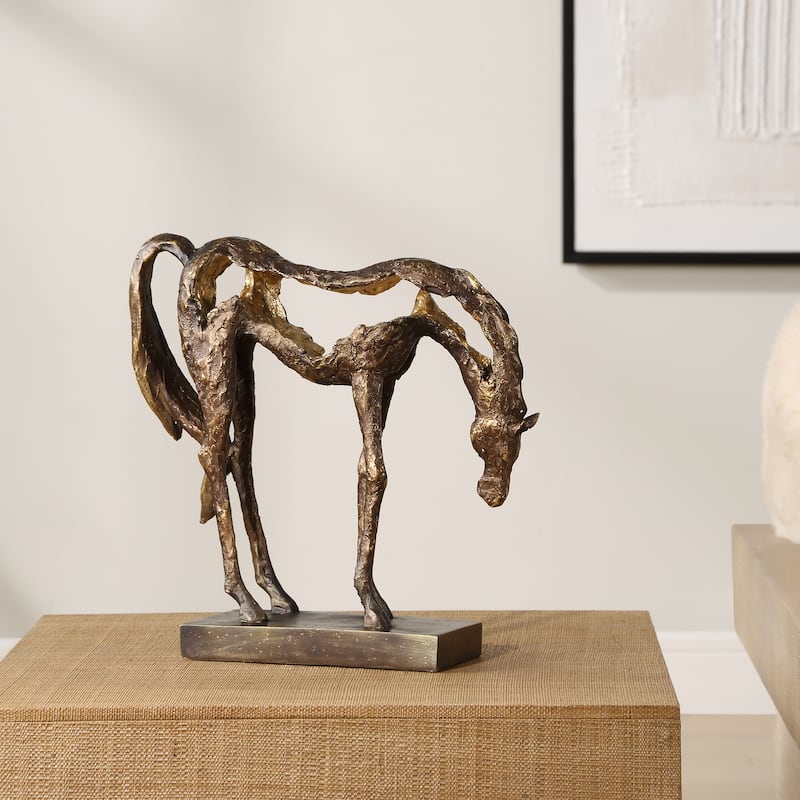 Uttermost Openly Grazing Horse Sculpture - 13'' H X 13'' W X 3.75'' D