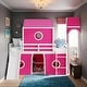 preview thumbnail 1 of 18, Impression Playhouse Inspired Bed, Full Size Loft Bed with Slide Pink Tent and Tower, Spacious Under Bed Space Pink