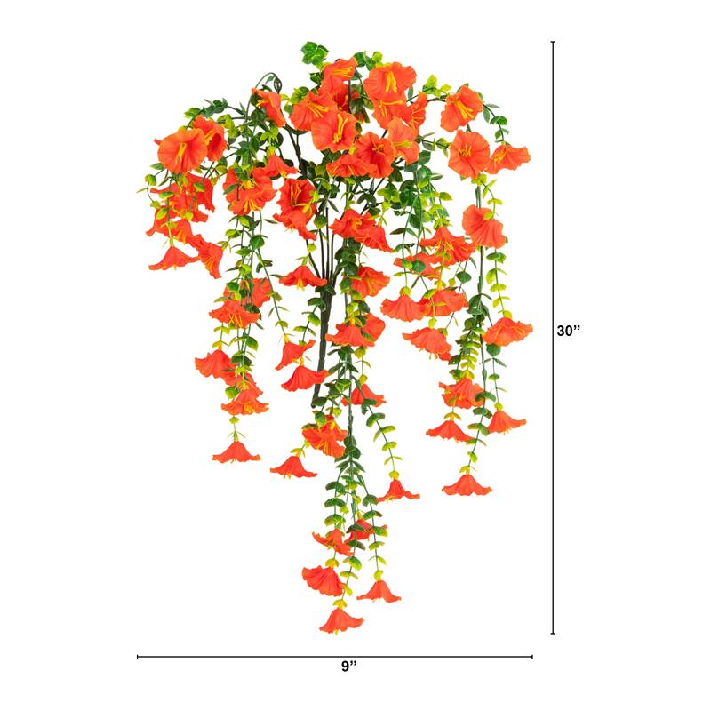 30-in UV Resistant Artificial Morning Glory Hanging Plant - Set of 6