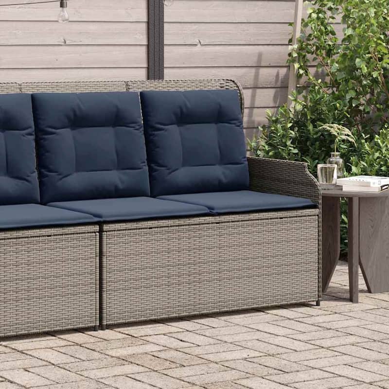 vidaXL Garden Bench with Cushion Brown Poly rattan - 26 x 43 x 37